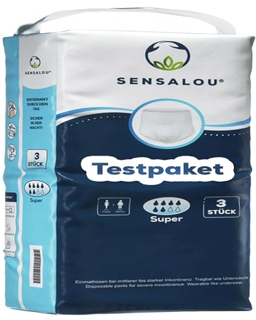 Sensalou Inkontinenz Windeln Pants Erwachsene Gr. M L XL Test Proben einzeln für Männer Frauen - Saugstärke Super