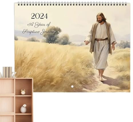Jesus Christus Kalender 2024 Jesus Christus 2024 Wandkalender Bibelverskalender 2024,Monatlicher Bibelkalender Mit Wandkunstkalender 2024, Exquisiter Hängender