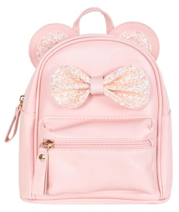 Cleminsta Sac à Dos Enfant, avec Oreilles de Souris à Pois et Nœud à Paillettes, Cartable Scolaire Maternelle, Mignon Cartable Rose Maternelle Sac École Cadeaux pour Fille