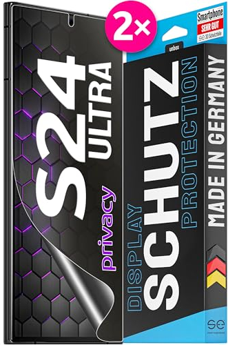 2x se® Film de Protection 3D Privacy pour Samsung Galaxy S24 Ultra, Auto-réparateur, Compatible Empreinte & FaceID, Installation Sans Bulles, Résistant aux Chocs et Rayures, Fabriqué en Allemagne