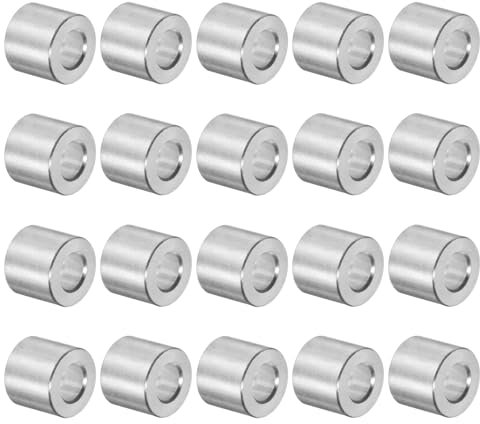 sourcing map 20 Piezas de Separador de Aluminio de 5 mm de Diámetro Interior, 10 mm de Diámetro Exterior y 9 mm de Longitud, Acabado Liso, para Tornillos, Pernos y Varillas M5