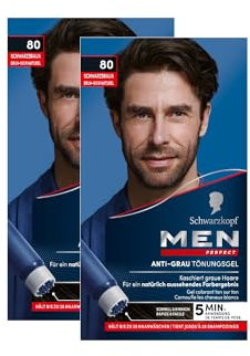 Men Perfect Anti-Grau Tönungs-Gel 80 Schwarzbraun (2x 80 ml), Haarfarbe für Männer blendet graue Haare aus, Anti-Grau Tönung für ein natürlich aussehendes Ergebnis