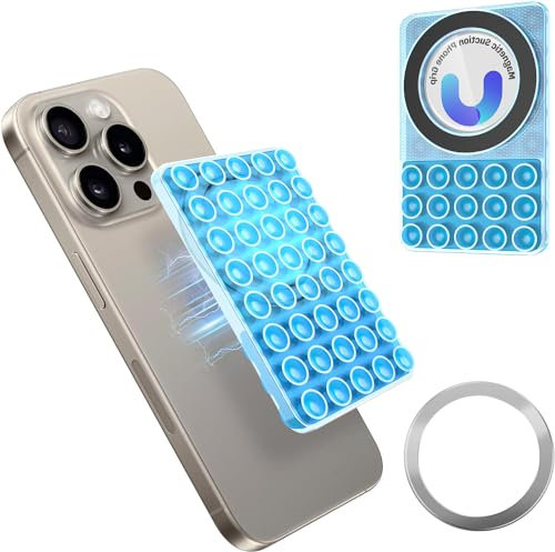 Soporte De Silicona Ventosa para Móvil Silicona Ventosa Soporte con Anillo Magnetico Móvil Antideslizante, Autoadhesivo Soporte Coche Ventosa Ventosas Silicona para Todos Los Modelos Teléfono (Azul)