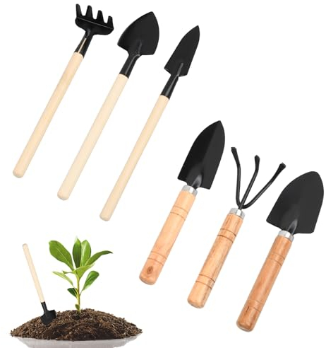 Nivofu Lot de 6 Mini Outils de Jardinage, Ensemble Outils de Jardinage, Râteau - Pelle - Bêche, Kits D'outils de Jardinage, Convient pour Planter des Fleurs, Repiquer, Ameublir Le Sol, etc