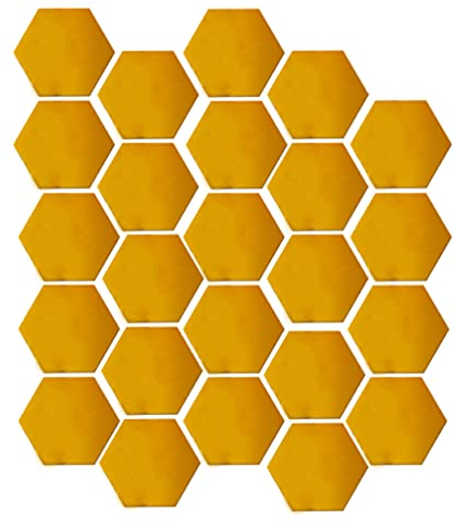 dijiusidy Packung mit 24 sechseckigen Spiegelfliesen, 3D-DIY-Dekoration, transparent, reflektierender Effekt, selbstklebend, hochviskos, Wandtattoo, Gold, 24 Stück