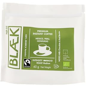 BLÆK Specialty Bio Instant Kaffee Nø.2 | Blaek Organic Premium Coffee 60g Bag To Go Pouch löslich | Premiumkaffee Medium Roast Arabica Hochland Kaffeebohne süß | Hotel Camping Reise Büro Vanlife