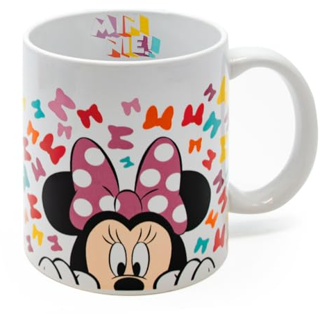 Minnie Mouse - Taza Cerámica Desayuno Capacidad 350ML - DISNEY Lazos de Minnie - Producto Oficial | CAJA REGALO
