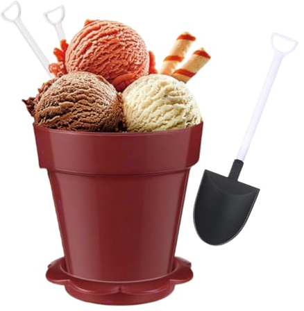 KKpxafl 30 Set Plastic Dessert Cups with Shovel Spoons, Mini Flowerpot Cake Desserts Cups for Birthday Party Supplies，DIY Baking, Ice Cream, Cupcakes and Pudding (Reusable)