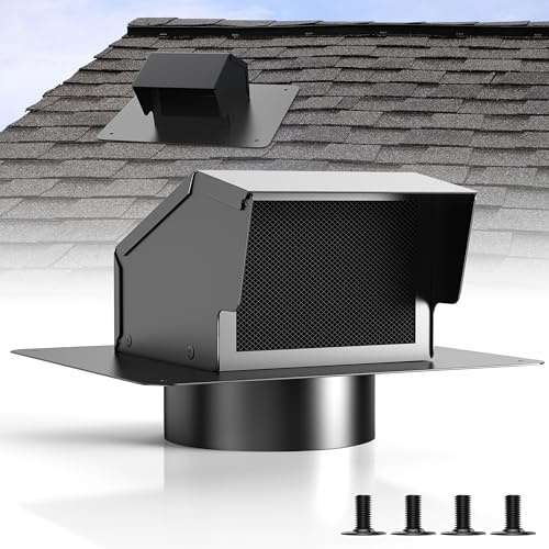 6 Inch Roof Vent Cap - Heavy Duty Steel Removable Roof Vents with Back-Draft Damper, Roof Vents for Houses Attic,Kitchen Range Hood,Dryer and Bathroom, Roof Exhaust Vent for Ventilation System