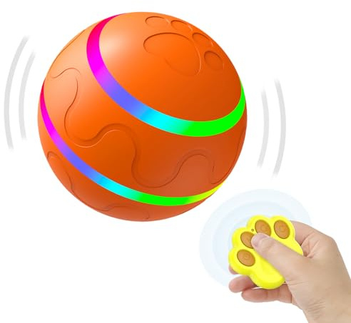 morhandisn Balle interactive pour chien avec télécommande, balle intelligente automatique active pour chiens de taille moyenne/grande, jouets amusants pour garder l'animal occupé, rechargeable par