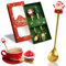 Kleinigkeiten für Adventskalender, Darryy Edelstahl Weihnachtslöffel, Weihnachtstasse, Weihnachtsbesteck, Marmeladenlöffel, Geschirr Weihnachten mit Geschenkverpackung, fur Tee Weihnachten(2-Teiliges)