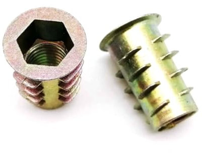 BPKKLLSU 55 Stück/Box Mix M4/M5/M6/M8 Sechskant-Innensechskant-Innensechskant-Gewinde, eingebettete Einsatzmutter, E-Mutter-Set für Holzmöbel, Bett, Schrank, Sofa