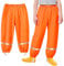 Baogaier Pantalon de Pluie pour Enfants, Tout-Petits Non doublée Pantalon Coupe-Vent et imperméable Pluie, Orange Garçons Fille Anti-Boue Léger et Fin Pantalon avec Réfléchissant pour 3-4 Ans