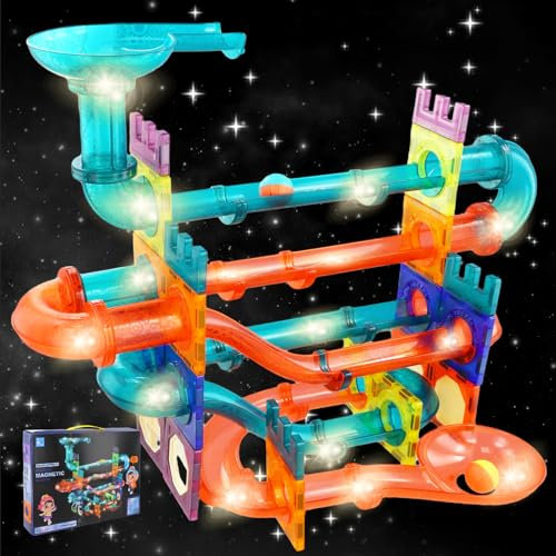 Mapille Magnetische Bausteine 111 Teile 3D Leuchtenden, Magnet Konstruktion Bauen Blöcke Set, Lernspielzeug Bausteine, STEM Montessori Spielzeug für Kinder Jungen Mädchen ab 5 6 7 8 9 10+ Jahre Alt