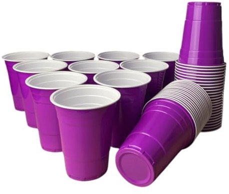 wildvival 50x Lila Party-Becher – Robuste Plastikbecher für jeden Anlass – 16 oz (473 ml) – Ideal für Partys, Picknicks und mehr