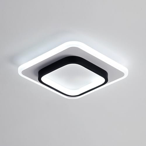 DELIPOP Deckenlampe LED Dimmbar, Modern Deckenleuchte 20W 2300LM, Quadratisch Deckenbeleuchtung für Küche Wohnzimmer Schlafzimmer, Durchmesser 24cm, 3000K /4500K /6500K