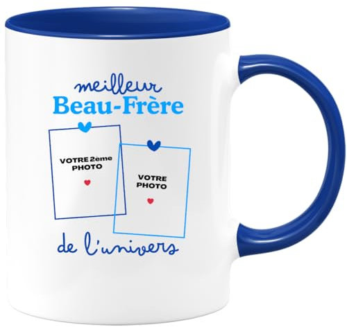 quotedazur Café-Croissant - Mug Personnalisé Tasse Cadeau Noël Meilleur Beau-Frère De L'Univers - Bleu/Céramique