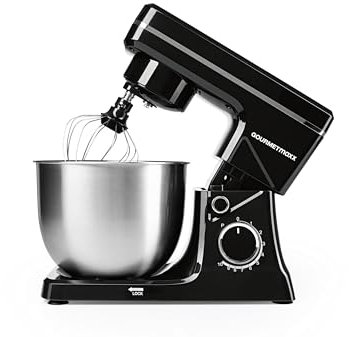 GOURMETmaxx 3in1- Küchenmaschine & Rührgerät | Mischen/Kneten & Rühren dank Rührschüssel und Aufsätze | 5-tlg. leistungsstarker Mixer mit Schneebesen und mehr | Elektrische Knetmaschine [1500 W]