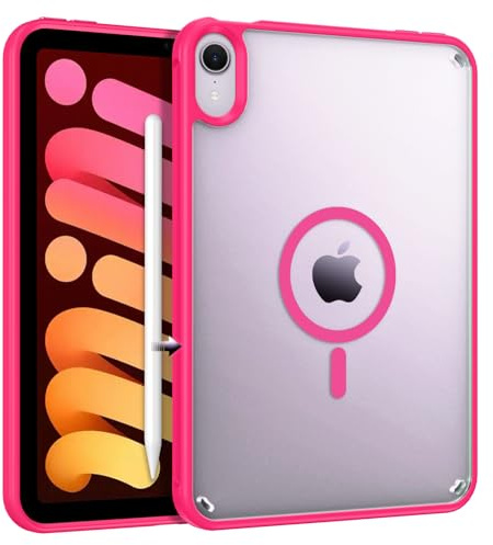 BENTOBEN for iPad Mini7 (A17 Pro) Case, iPad mini 7th /6th Generation Magnetic Case (2024/2021), Translucent Matte Back Shock and Drop Protection Cover for iPad mini7/Mini6 8.3, Hot Pink