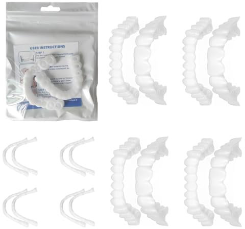GXGM 4 Paia Di Faccette Dentali, Denti Finti, Protesi Dentale, Universal Upper And Lower,Faccette Dentali Professionali，Temporary Fake Teeth For Men And Women Of Bad Teeth Imperfect Teeth
