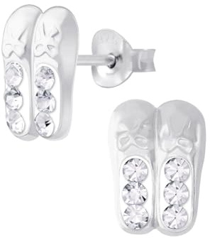 Ballerina Schuh Kristall Ohrringe 925 Silber