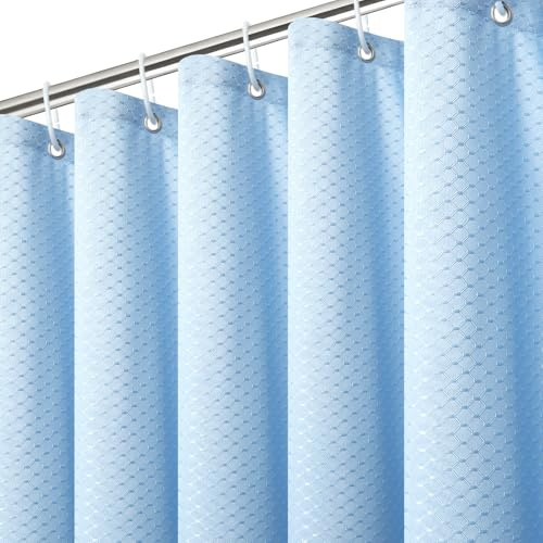 Wusboo Tende Doccia Anti-Muffa Tessuto in Poliestere, Tenda da Doccia 180x200CM, Tissu avec Motif à Nido d'Ape, Idrorepellente et Antimuffa avec 24 Ganci e Una Coppia di Lacci pour Vasca