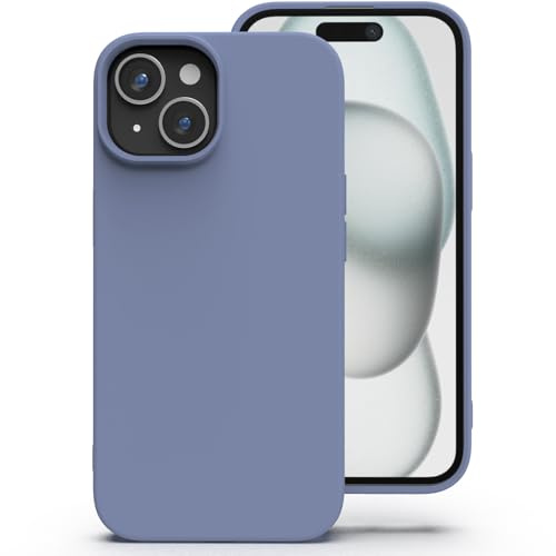 Zuvirelx Silikon Handyhülle für iPhone 15 Hülle, Weiches Griff, Dünne, Minimalistisch, Stoßfest, rutschfest, Taschenpassend - Grau
