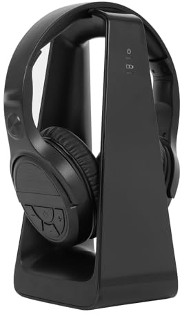 Cuffie per Anziani con Pulsanti Grandi, Cuffie TV Senza Fili con Stazione di Ricarica Trasmettitore 2.4G, Auricolari Bluetooth 5.3, Comodo e Facile da Usare per Gli Anziani, Qualità Audio Hi-Fi, Nero