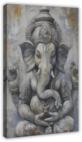 TIOQFJD Ganesha Poster auf Leinwand mit göttlicher Kunst, Schlafzimmer, Dekoration, Landschaft, Büro, Raumdekoration, Geschenk, 60 x 90 cm