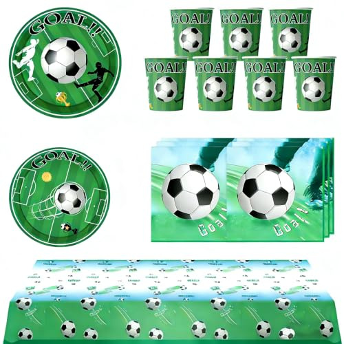 Soccer Tableware Set for 10 Guests, Complete Kit with Plates,Cups & Napkins | 2026 World Cup Football Party Supplies – Tableware & Decor for Game Day and Championship Viewing Parties