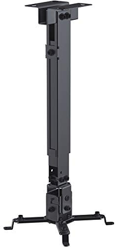 PureMounts Neigbare Decken- / Wandhalterung für Beamer und Projektor, Lochabstände bis 316mm, Deckenabstand 430mm bis 650mm, Tragkraft 20kg, Farbe weiß