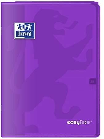 Oxford 400100011 EasyBook Notizbuch, A4, 96 Seiten, 90 g, große Seyès-Karos, Violett