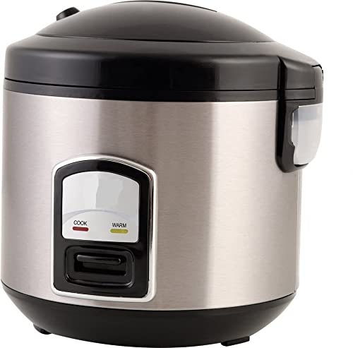 PerfectCook Edelstahl Reiskocher Reisgarer klein, 3in1 Gerät - Reiskocher Risottokocher Gemüsegarer , Multikocher 1.0L, Risotto Topf, Dämpfeinsatz, Reistopf für alle Reisarten