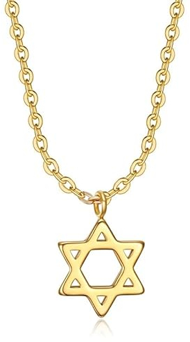 BOBIJOO JEWELRY - Kleine Anhänger, Stern von David, Frau Kind-Mädchen-9mm Gold Silber Pink + Kette - Gold Edelstahl