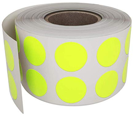 Royal Green Rouleaux D’Étiquettes Autocollantes Rondes Jaune Fluo 1.3 cm (13mm) 1 Rouleau Paquet De 1080 Stickers