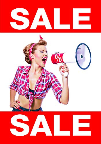 Rahmenplakat/Poster für Sale und Rabattaktionen - Über 27 verschiedene Varianten - DIN A1 Rahmen (Megafon Sale)