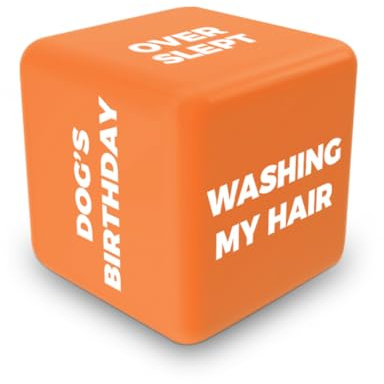 Gift Republic Excuses Dide Fun Novelty Gift Excuse Generator Dice Lazy Excuse Let Fate Decide, Orange, 2.5 x 2.5 x 2.5 cm