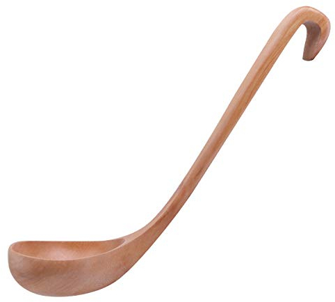 Coolty Wood Soup Spoon, Rice Sugar Salt Scoop, Porridge Spoon Ladle, 28x8cm