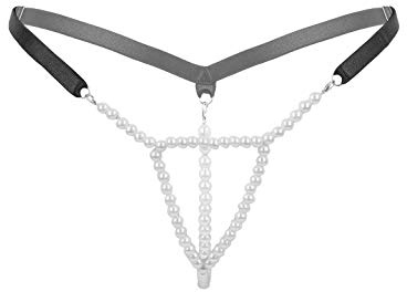 inhzoy kvinnor sexiga stringtrosor micro-trosor tanga stringtrosa med dubbelknäppta pärlor T-back pärlstring erotiska underkläder trosor