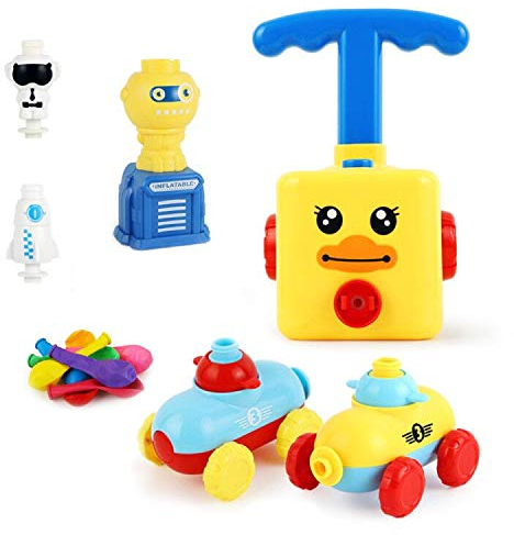 Jouet Lanceur de Ballon de Voiture Alimenté par Ballon,Inertial Power Balloon Car avec 16 Ballons,Ensemble de Lanceur Voiture Ballon,Pompe Gonflable Aérodynamique Cadeaux pour Enfants Garçons Filles
