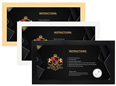 Panoramic Photo Frame for Art Prints & Posters - Black, White, Oak Finishes | Home Decor Wall Hanging Frame (White, 98cm x 33cm)