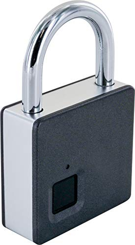 SCHWAIGER -715958- Schlüsselloses Fingerabdruckschloss | IP65 Wasserdichtes Lockerschloss | inkl. Notfallschlüssel | Smartes Vorhängeschloss mit USB Aufladung fürs Gym, Keller, Werkstatt, Spint, etc.