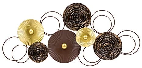 Mel-O-Design GmbH Moderne Metall-Wanddekoration Kreise zum Hängen gold/braun 83 x 38 cm Wandbild Metallbild