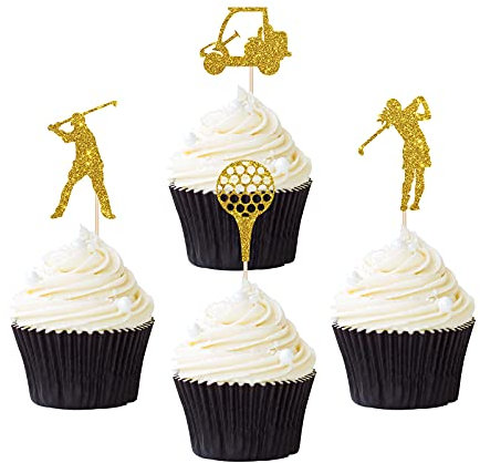 Golf-Cupcake-Dekoration, Golf-Motiv, Cupcake-Dekorationen, für Babyparty, Geburtstag oder Ruhestandsparty, Cupcake-Dekorationen (24 Stück)