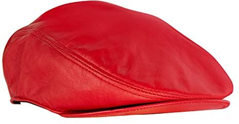 Infinity Leather Echtes Rot Leder Ivy Barett Zeitungsjunge Gatsby Golf Cabbie Schiebermütze 2XL