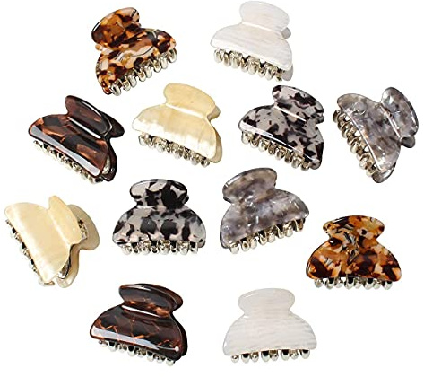 Ash & Roh® - Small Acrylic Hair Claw Clips for Girls and Women Marbling Hair Clips,Plastic No-Slip Grip Jaw Hair Clip Hair Jaw Clamp (BIG, 12)