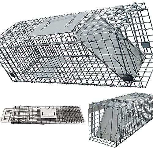 Humane Grey Squirrel Trap, Live Catch Humane No Poison Vermin Rodent Metal Mouse Rat Animal Bait Cage Trap, Large Mice Catcher for Hamster and Similar Sized Wildlife, Easy to Setup, 61x19x21cm