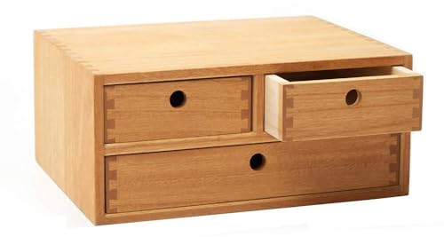 KIRIGEN Wooden Desktop Organizer Office Supplies Filing Tidy Storage Shelf Storage Cabinet Jewelry Organizer with 3 Drawers Natural