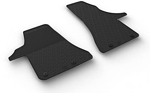 AROBA GL0904 Design Gummi Fußmatten kompatibel mit VW T6.1 Transporter, Multivan, California, ab BJ. 10.2019> erhöhter Rand 2 tlg Farbe Schwarz Gummimatten Automatten passgenau