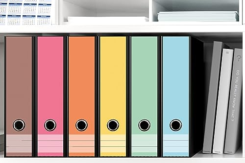 Wallario Ordnerrücken Sticker Regenbogen in Pastelltönen - Größe 6 Stück, Rückenschilder für 6 breite Ordner, Klebeetiketten